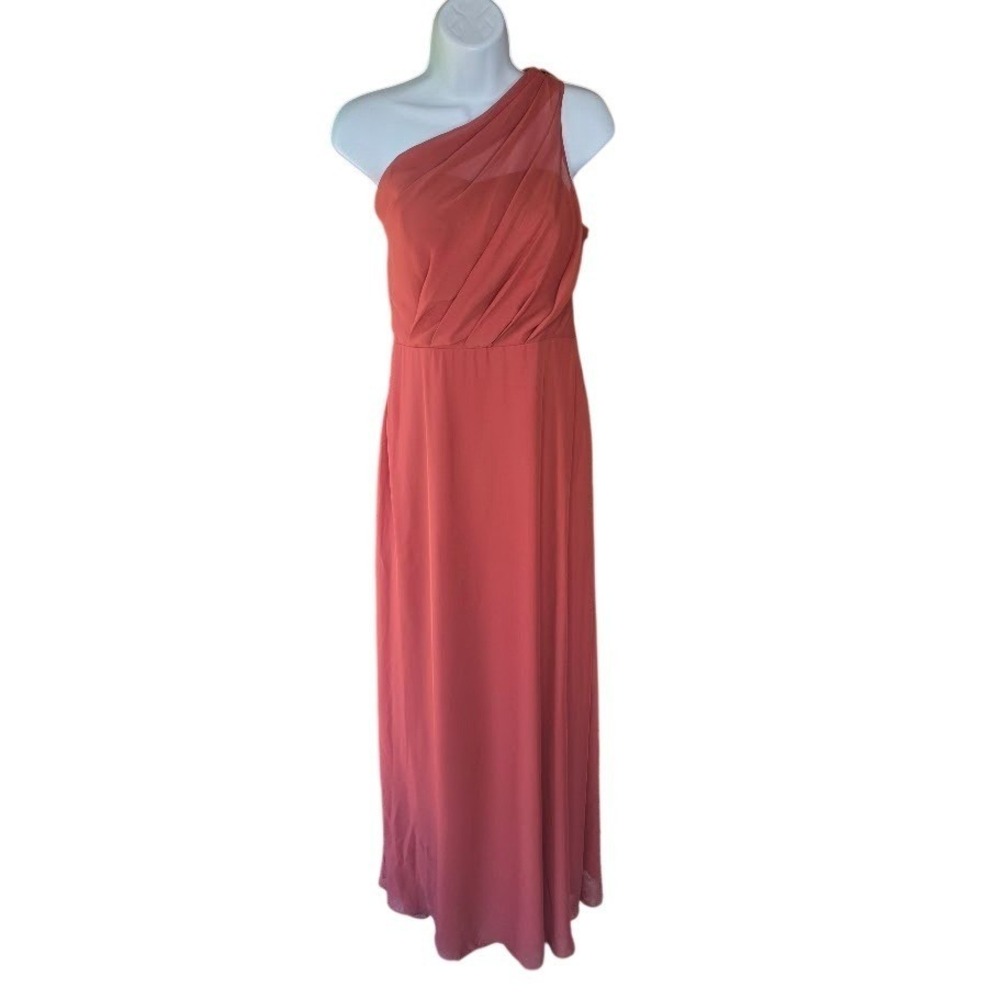 Birdy Grey Kira Terracotta One Shoulder Maxi Dress Women M Bridesmaid Wedding